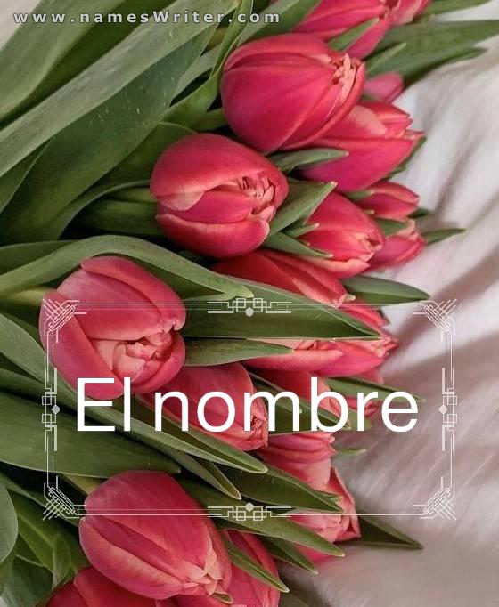 Escribe tu nombre en un fondo de rosas.