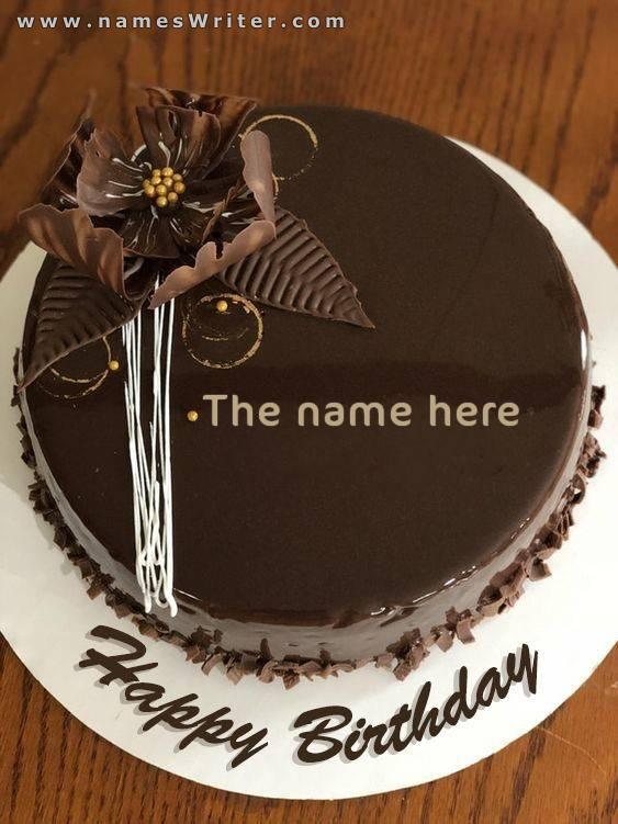Your name on a cake with chocolate and nuts