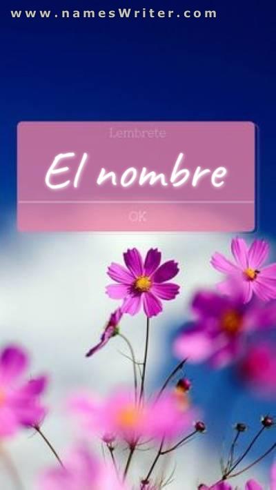 Tu nombre sobre un fondo de rosas moradas