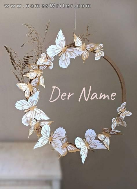 Ein unverwechselbares und elegantes Design mit bunten Schmetterlingen für Ihren Namen
