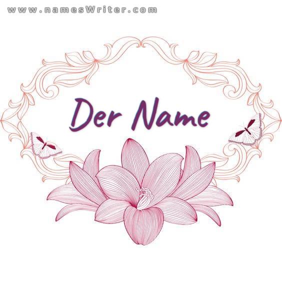 Ein edles Design für Ihren Namen aus rosa Rosen