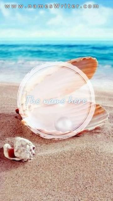 Wallpaper of your name on the sea and seashells