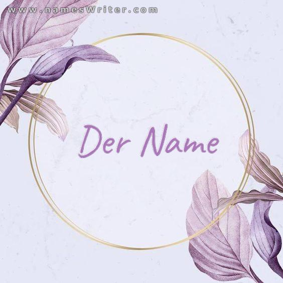 Kreisdesign aus lila Baumasten für Ihren Namen