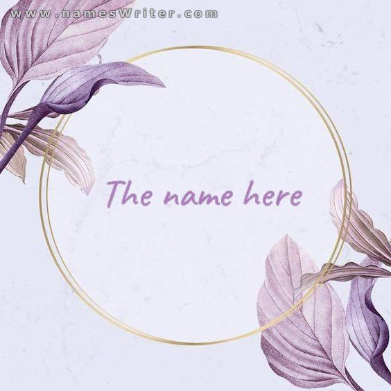 Circular design of purple tree branches for your name