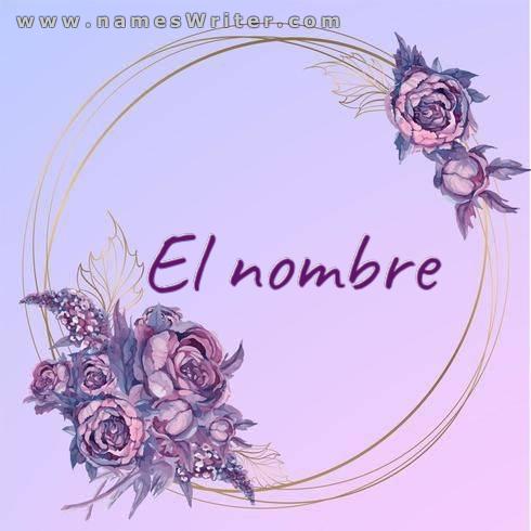 Un diseño elegante diseñado con rosas violetas para tu nombre.