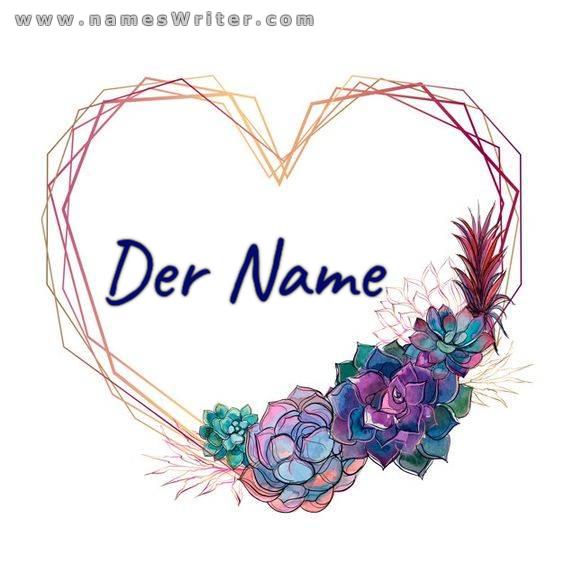 Ihr Name in einem raffinierten Design aus lila Rosen