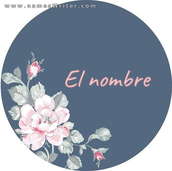 Tu nombre dentro de un elegante y distintivo diseño circular de rosas rosadas