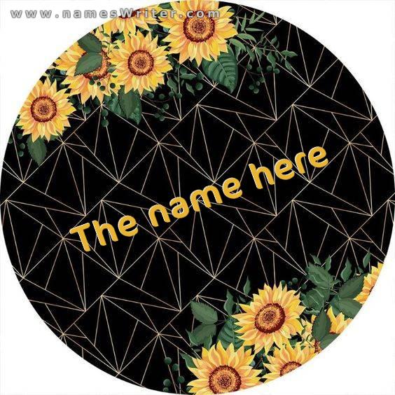Your name inside a classy and distinctive design of sunflowers