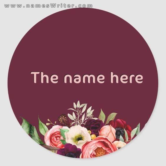 Your name inside a sophisticated and distinctive circular design of roses