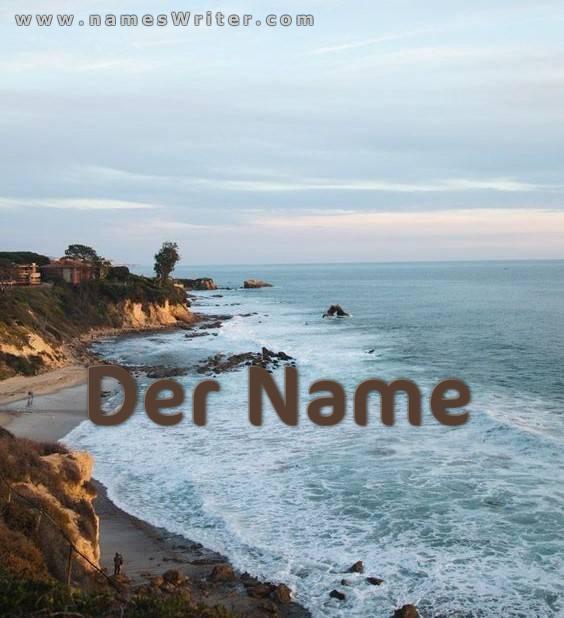 Markante Tapete für Ihren Namen auf dem Meer