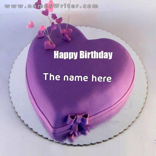Purple cream cake and hearts