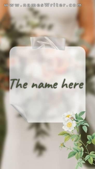 Delicate design of your name with roses