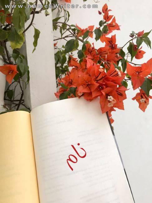 نام شما روی عکسی از کتابی با گل رز قرمز
