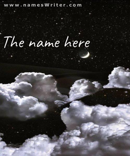 Black background for your name with clouds