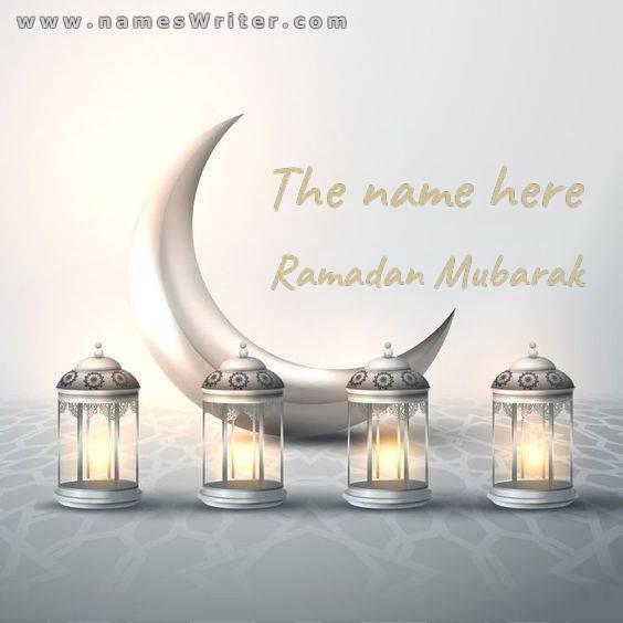 Your name with the crescent of Ramadan on a distinctive background
