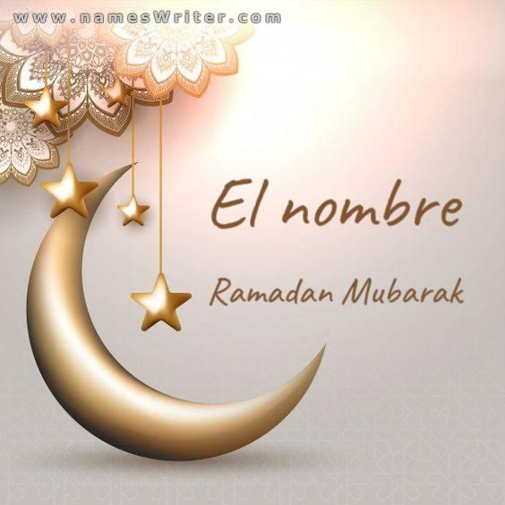 Una tarjeta especial para Ramadan Mubarak con la luna creciente
