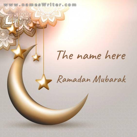 A special card for Ramadan Mubarak with the crescent moon