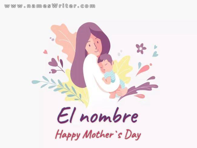 Una colorida tarjeta de felicitación por el Día de la Madre