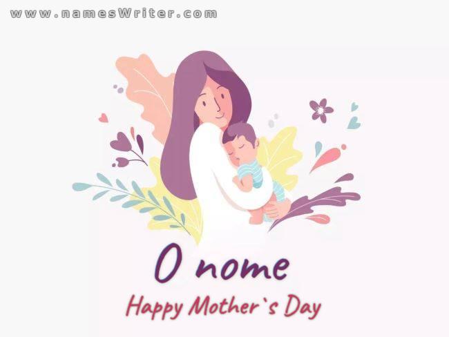 Um cartão colorido de parabéns pelo Dia das Mães