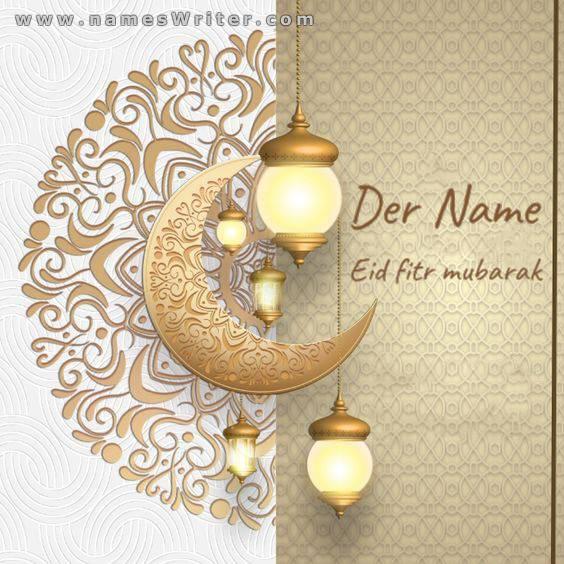 Klassische Karte, um Eid al-Fitr Mubarak zu gratulieren