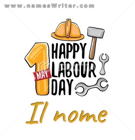 Il tuo nome per congratularsi con Happy Labor Day