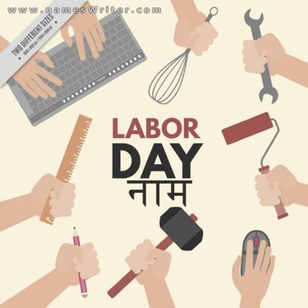 मजदूर दिवस की बधाई देने के लिए एक विशिष्ट डिजाइन