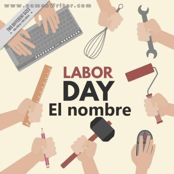Un diseño distintivo para felicitar el Día del Trabajo