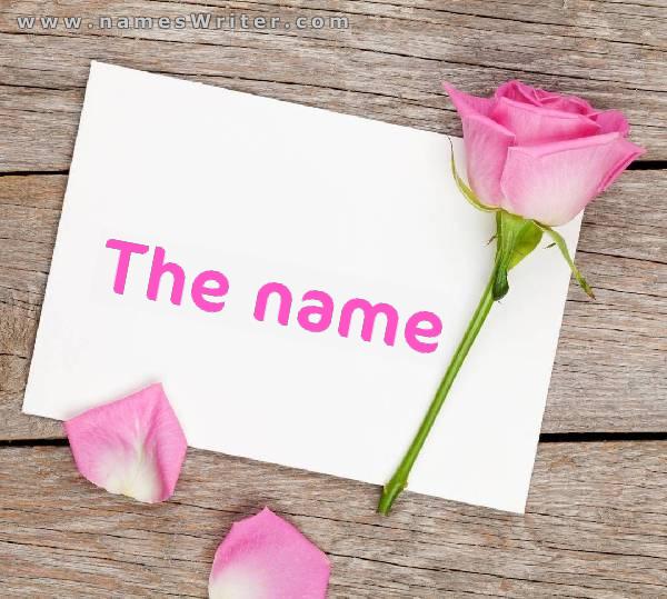 Big name inside white background with roses