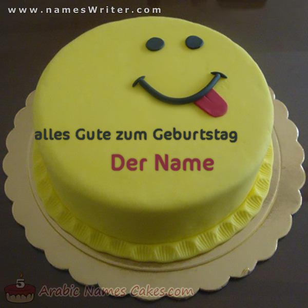 Smile Cake mit gelber Creme zum Geburtstag
