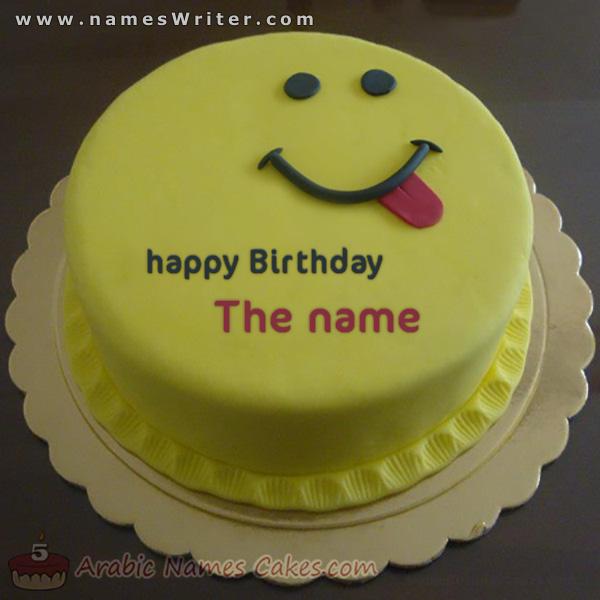 Smile cake with yellow cream for birthday