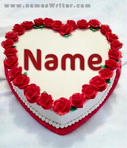 Valentinstagkuchen mit roten Rosen