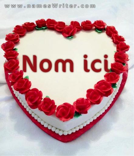 Gâteau de la Saint-Valentin avec des roses rouges