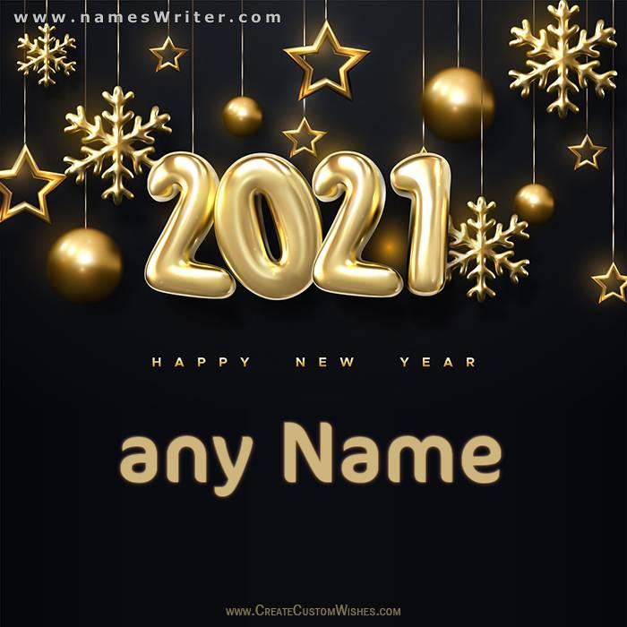 نئے سال کے پس منظر پر اپنا نام لکھیں۔