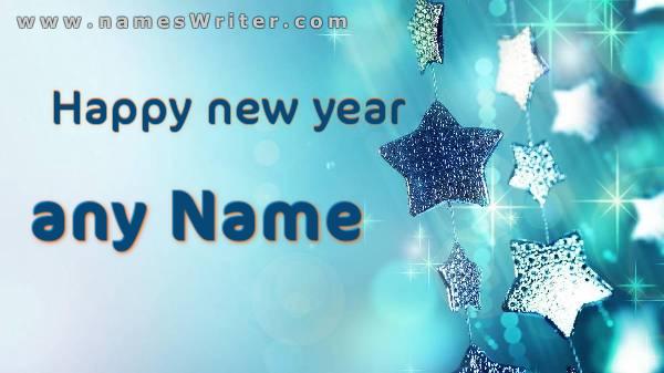 Напишите свое имя жирным шрифтом со звездами на синем фоне.