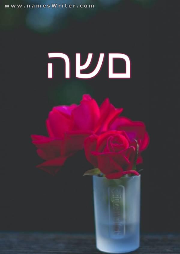 תמונה של השם עם ורד אדום