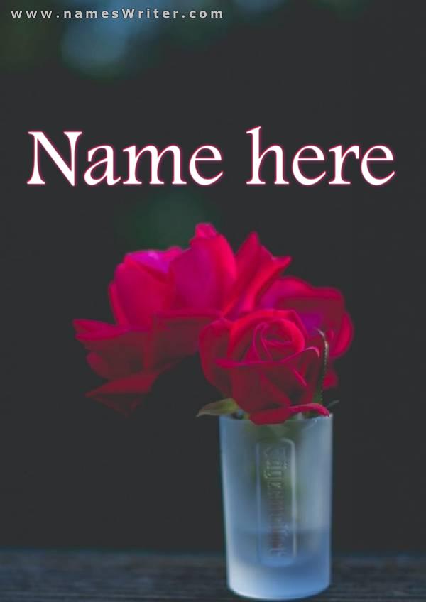 Picture of the name with a red rose