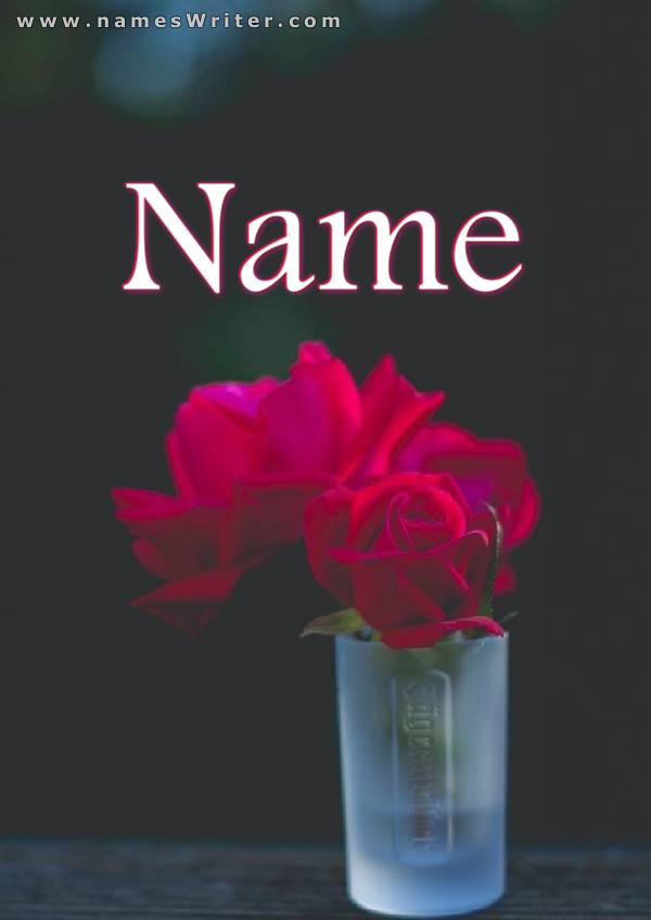 Bild des Namens mit einer roten Rose