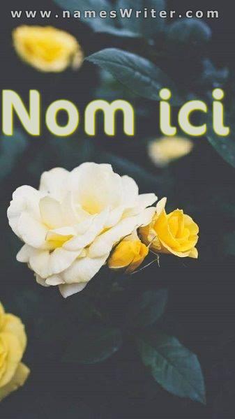 Image du nom avec des roses jaunes