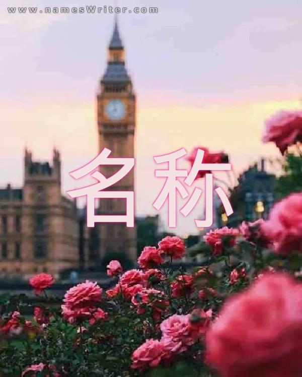 一张粉红色玫瑰背景上阿里名字的照片