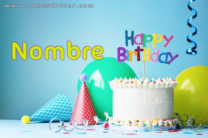 pastel de cumpleaños con globos