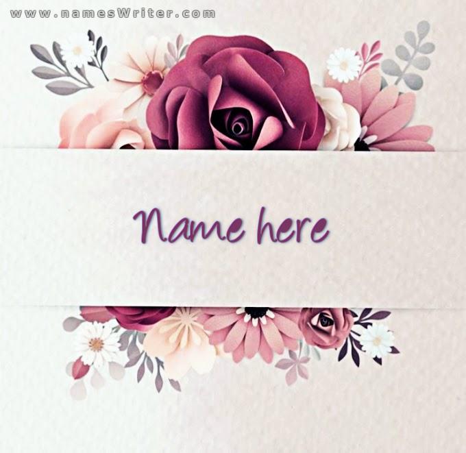 Your name in design with red roses