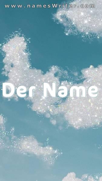 Ihr Name auf dem Design der Wolken