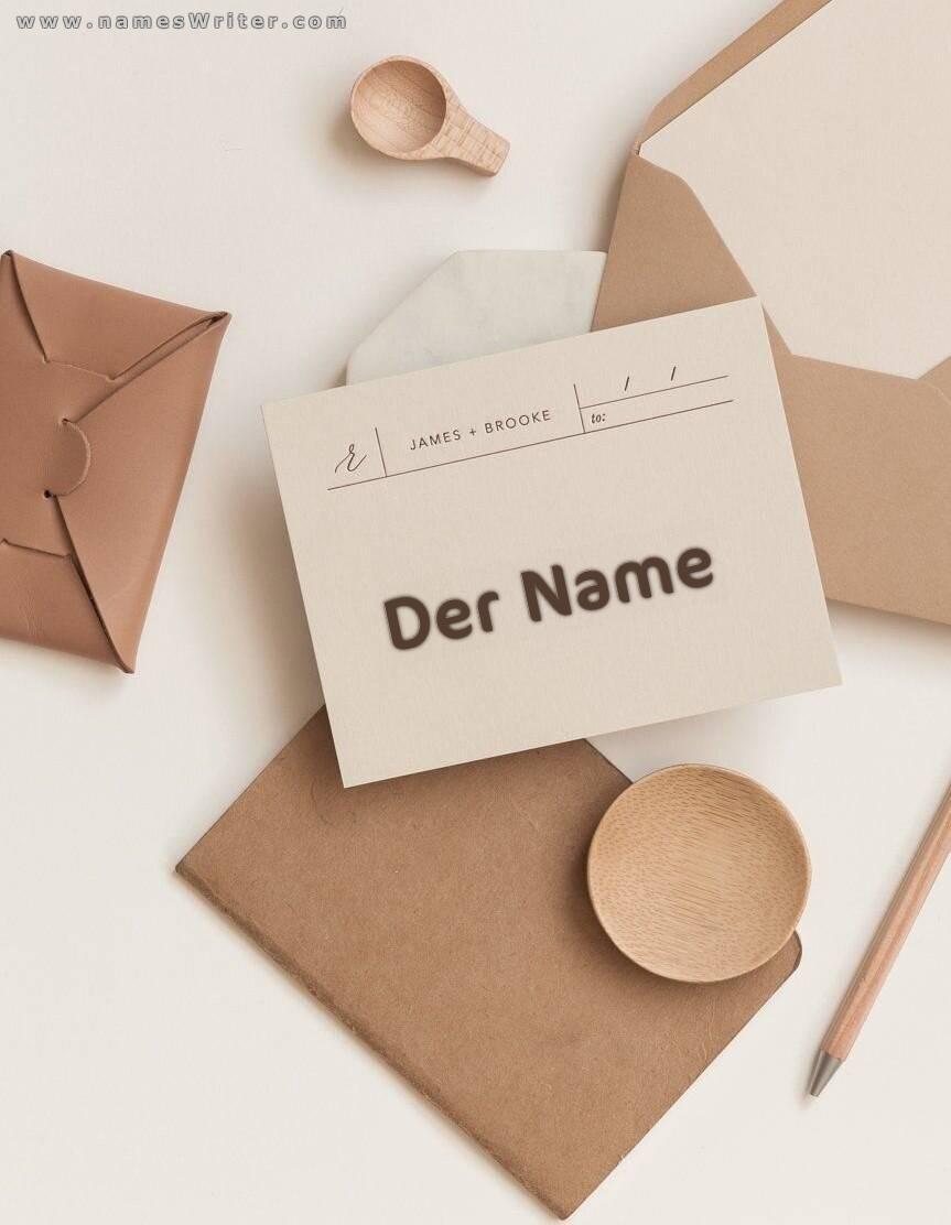 Ihr Name auf einem anders gestalteten Umschlag