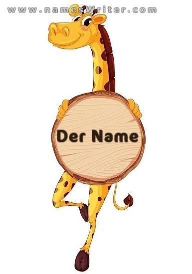 Schreiben Sie Ihren Namen auf einen Rahmen für Giraffenliebhaber