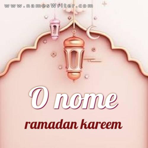 Seu nome em um cartão especial para Ramadan Kareem