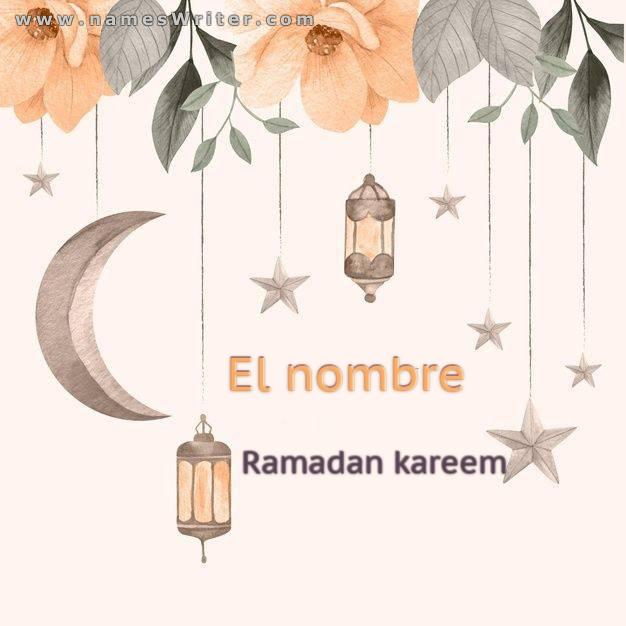 Tu nombre está dentro del diseño de las decoraciones de Ramadán.