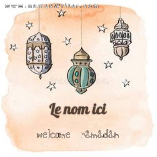 Votre nom avec les lanternes du Ramadan
