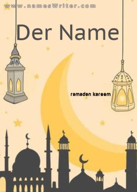 Ihr Name auf einem unverwechselbaren Hintergrund des Ramadan Kareem
