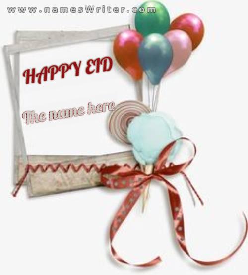 Special card with balloons for Eid