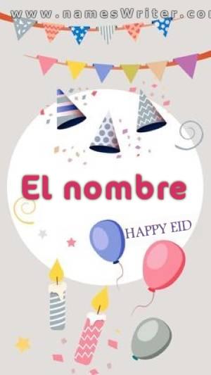 Tu nombre con decoraciones de Eid